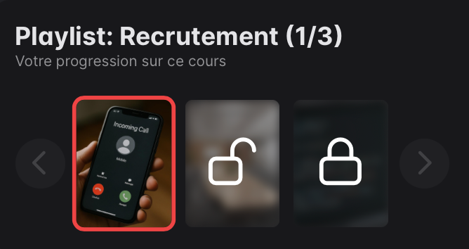 Vue playlist — simulateur IA formation interne parcours